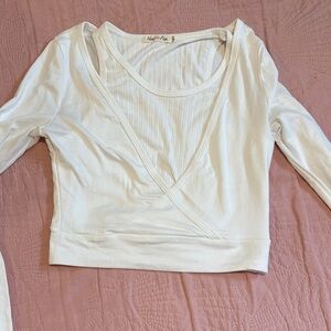 Heart Hips Cream Wrap Blouse